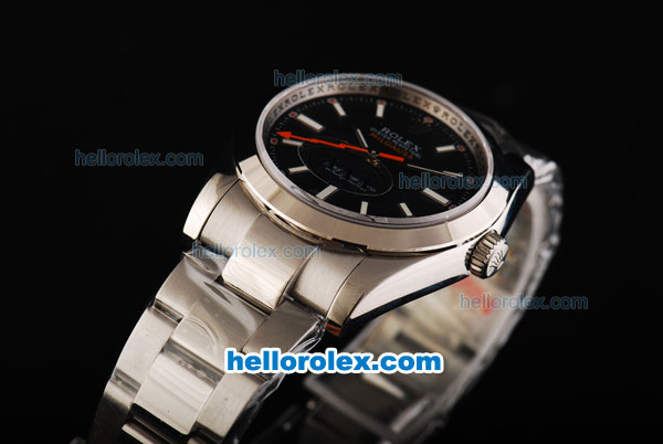 Rolex Milgauss Oyster Perpetual Swiss ETA 2836 Automatic Movement Full Steel with Black Dial and White Stick Markers - Click Image to Close